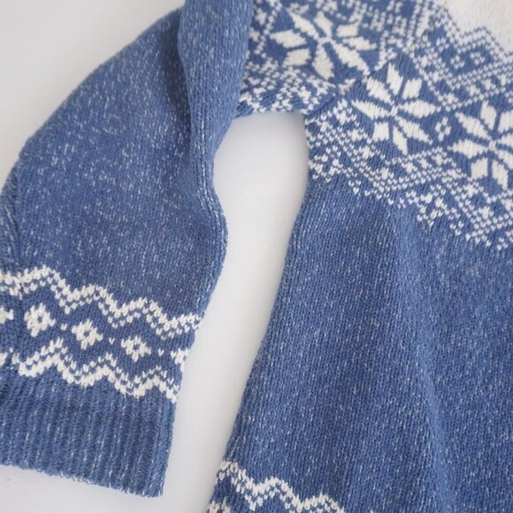 Vintage Tradition Blue Cream Snowflake Winter Knit Zip Up Cardigan Sweater L - Picture 8 of 11